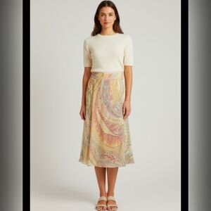 Grace Elements Women's 6 Multicolor Retro Floral A-LineScalloped Hem Skirt